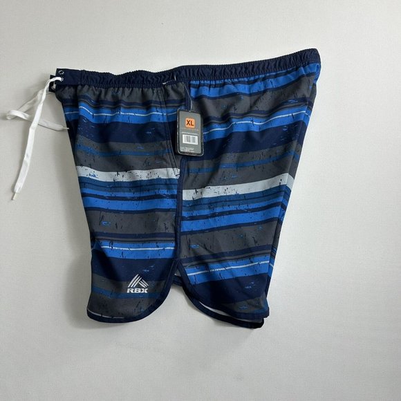 NWT RBX Men’s Board Short Swim Trunks Mesh Brief Liner Blue Stripe Size XL - Picture 2 of 6